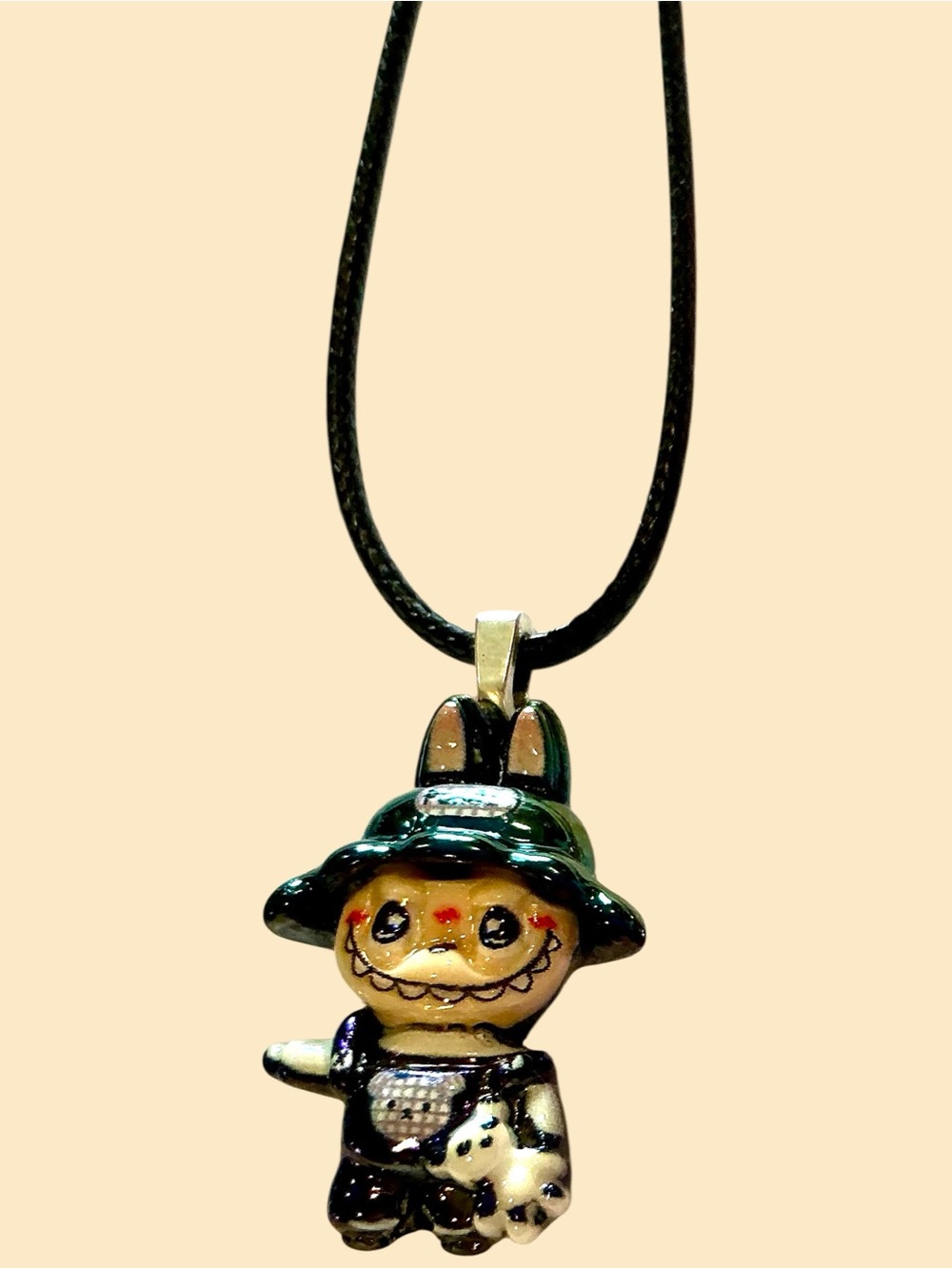 Lot of 5 handmade Labubu bunny charm necklaces on cords w/ extender 1 of a kind - Picture 4 of 4
